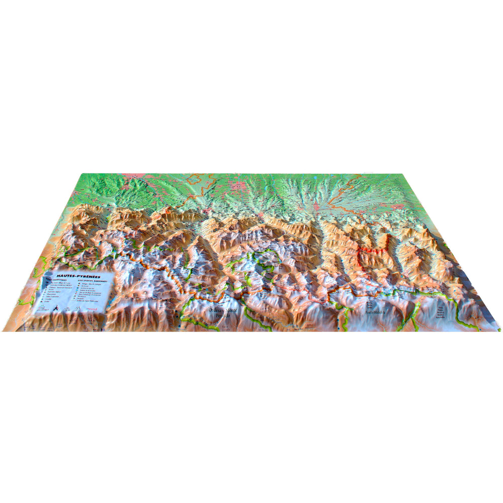 Carte murale en relief - Hautes-Pyrénées - 61 cm x 41 cm | 3D Map carte relief 3D Map 