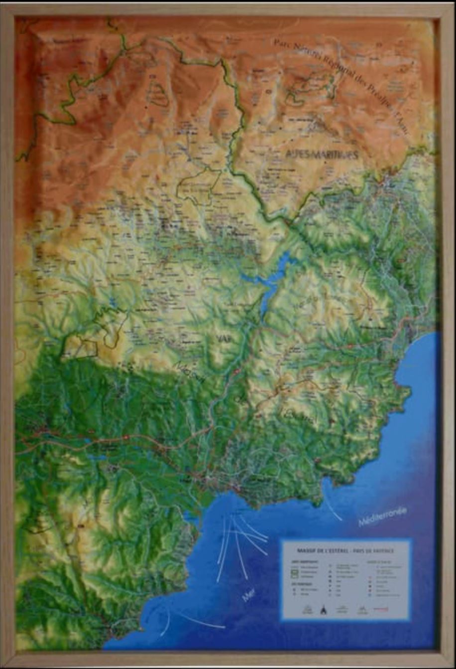 Carte murale en relief - Massif de l'Estérel et Pays de Fayence - 41 cm x 61 cm | 3D Map carte relief 3D Map 