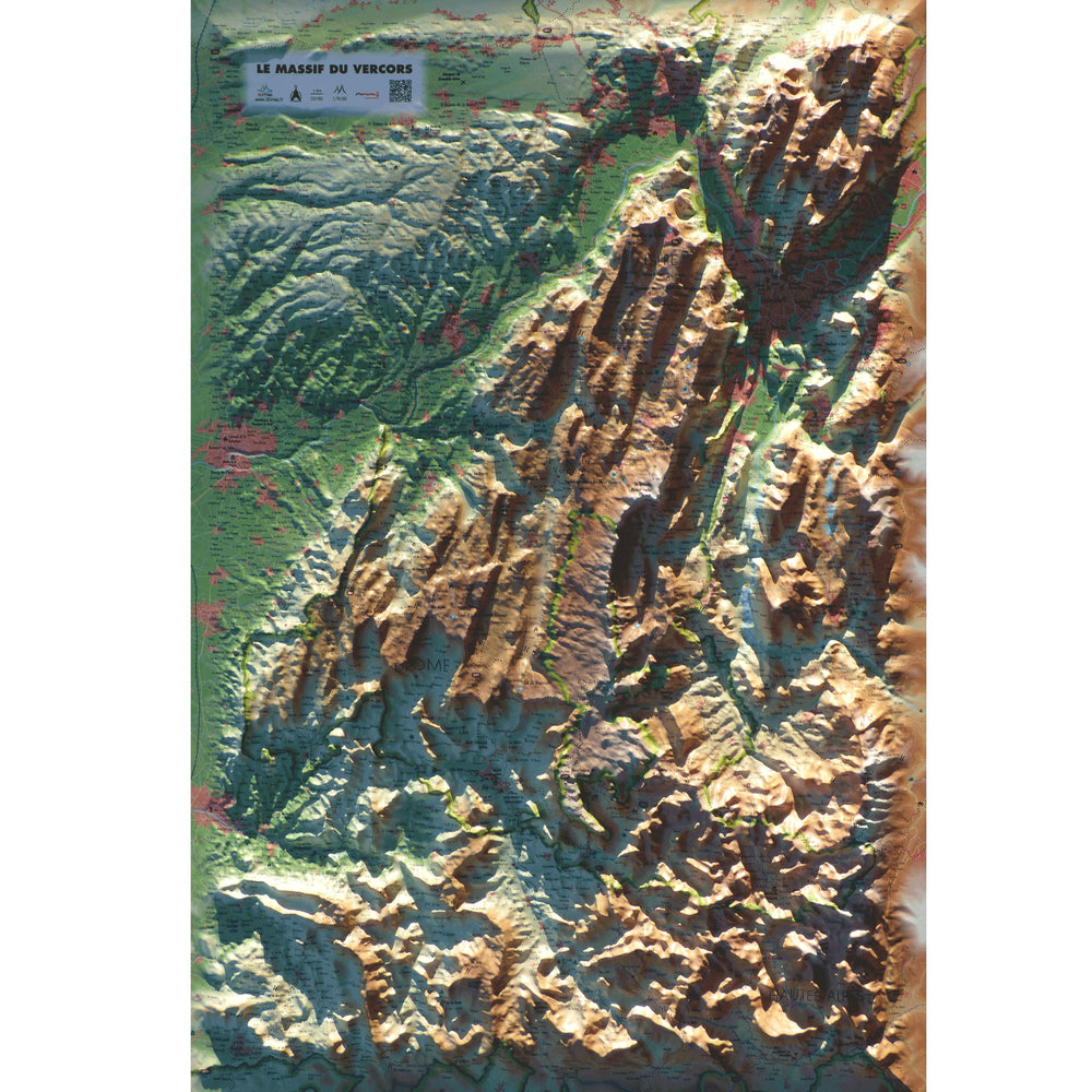 Carte murale en relief - Massif du Vercors - 41 cm x 61 cm | 3D Map carte relief 3D Map 