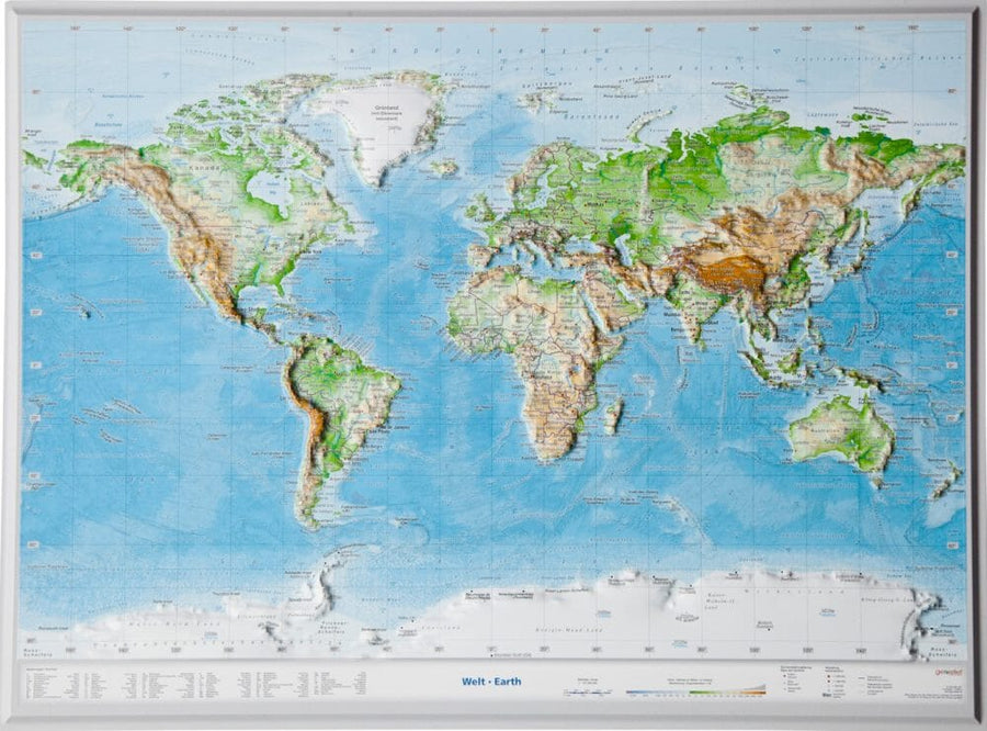 Carte murale en relief - Monde (en anglais) - 39 x 29 cm | Georelief carte relief petit format Georelief 