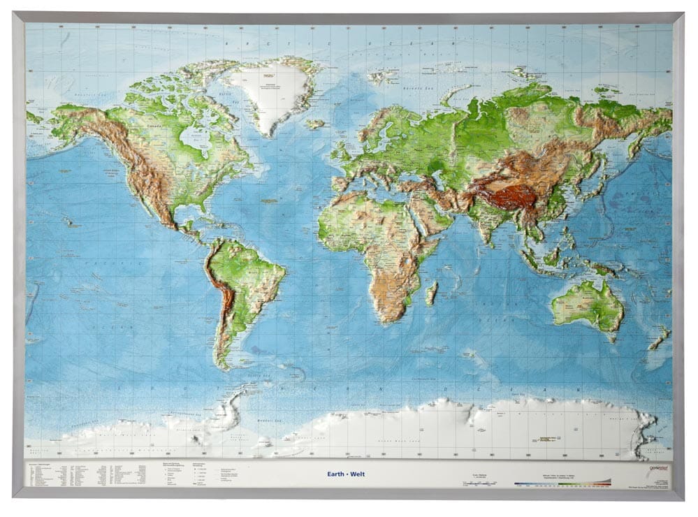 Georelief Carte relief 3D géographique de l'Europe, grand format, ANGLAIS