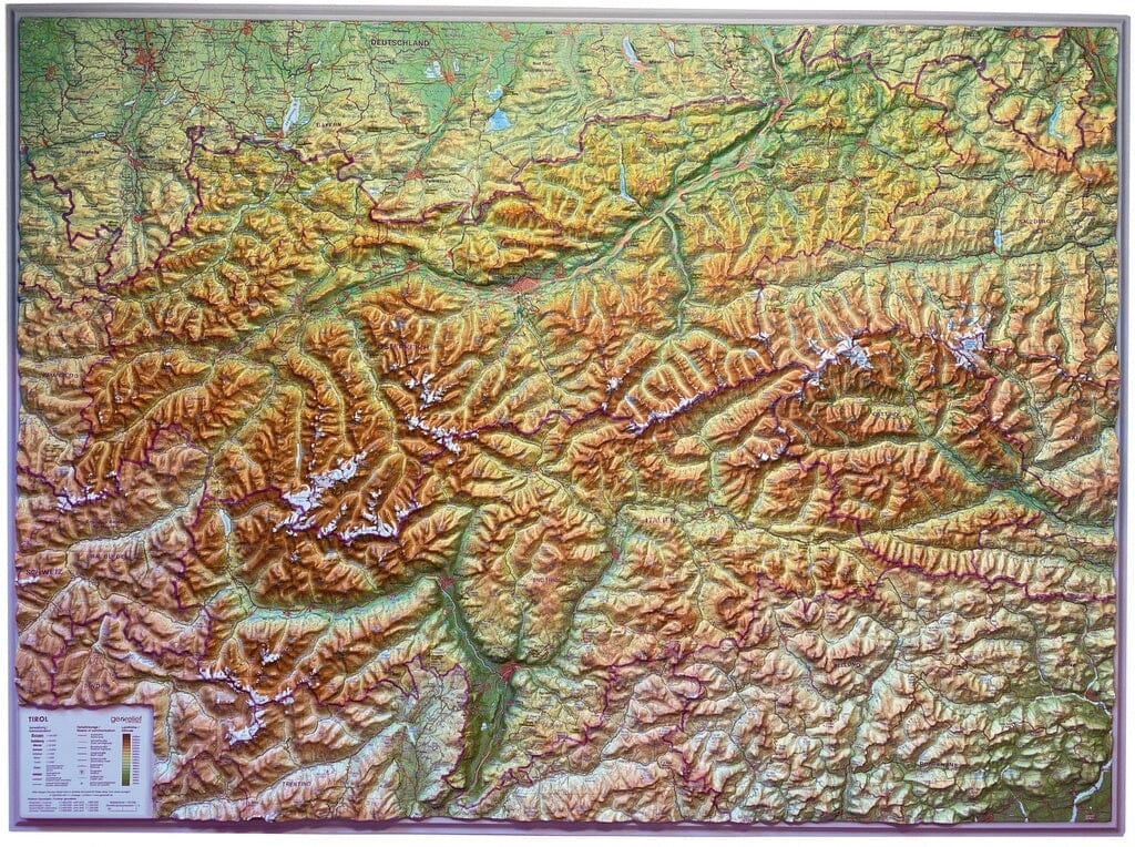 Carte murale en relief - Tyrol (en anglais) - 77 x 57 cm | Georelief carte relief Georelief 