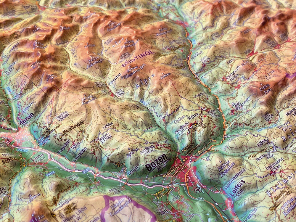 Carte murale en relief - Tyrol (en anglais) - 77 x 57 cm | Georelief carte relief Georelief 