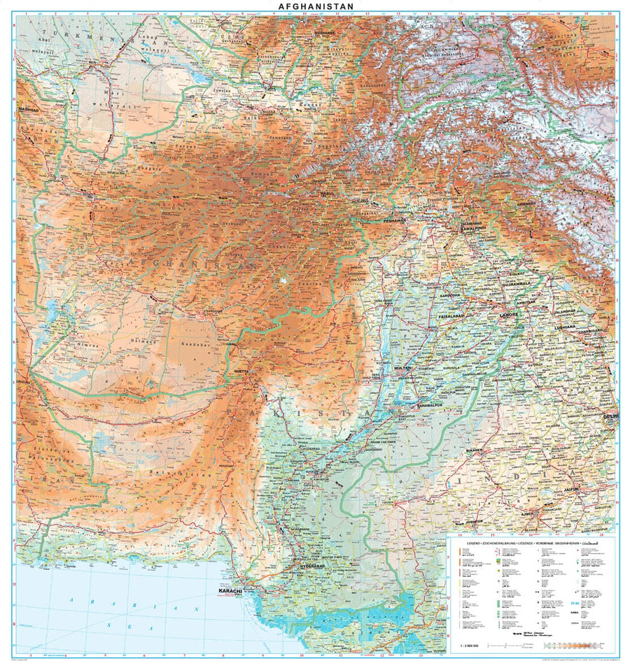 Carte murale plastifiée - Afghanistan (géographique) - 92 x 87 cm | Gizi Map carte murale hors dimensions Gizi Map 
