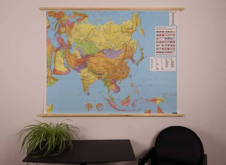 Carte murale plastifiée avec lattes de maintien en bois - Asie (Politique et Physique) - 154 x 120 cm | Freytag & Berndt carte murale hors dimensions Freytag & Berndt 