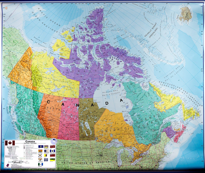 Carte murale plastifiée – Canada politique (légende en anglais) – 120 x 100 cm | Maps International - La Compagnie des Cartes