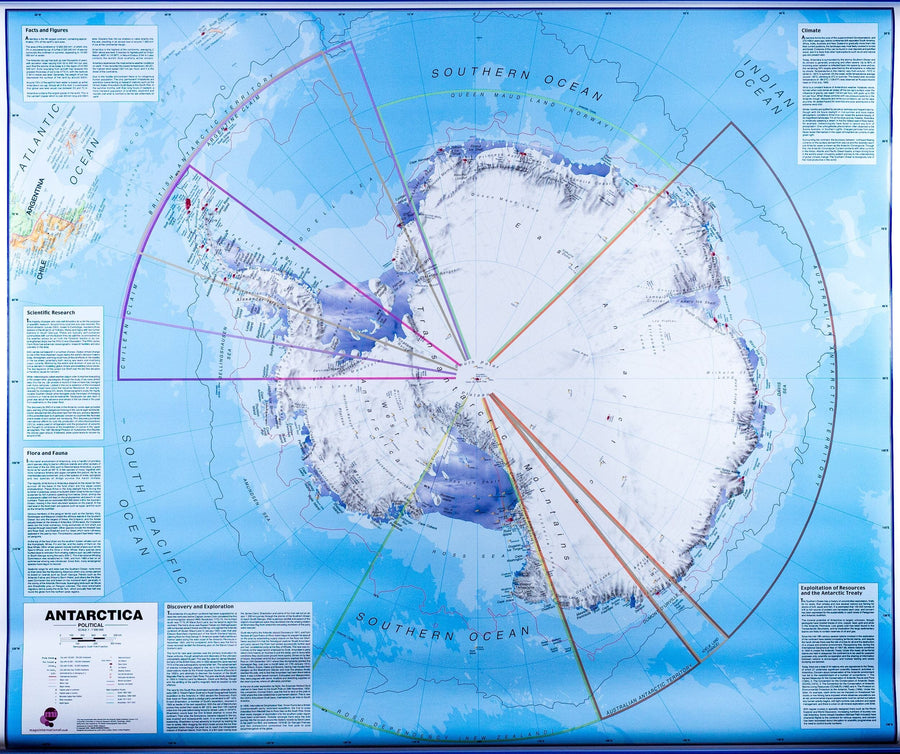 Carte murale – Antarctique (en anglais) – 120 x 100 cm | Maps International - La Compagnie des Cartes