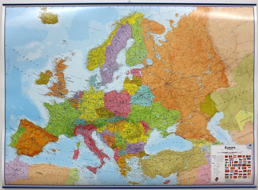 Carte murale plastifiée – Europe politique (en anglais) – 135 x 98 cm | Maps International - La Compagnie des Cartes