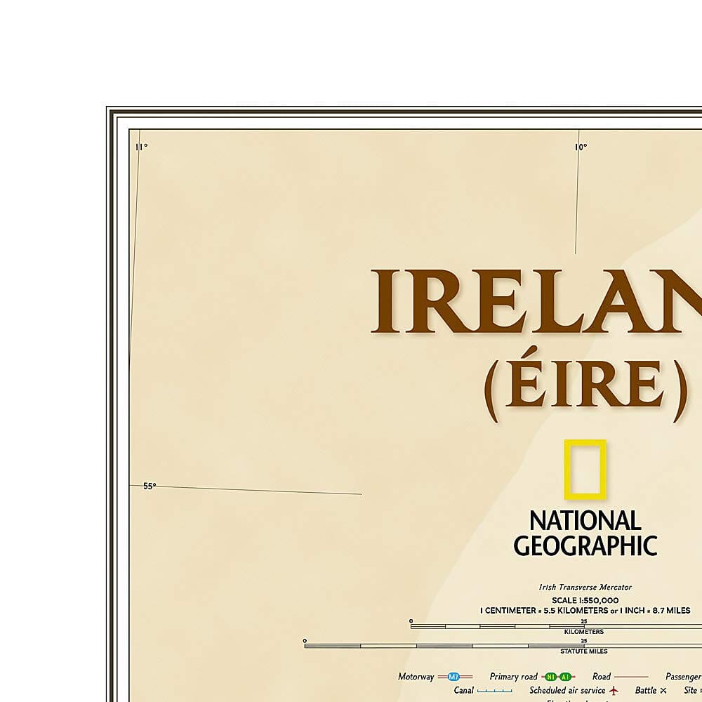 Carte murale plastifiée (en anglais) - Irlande, style antique - 76 x 92 cm | National Geographic carte murale petit tube National Geographic 