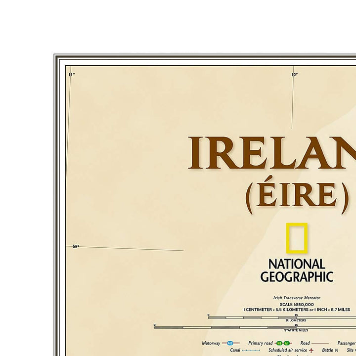 Carte murale plastifiée (en anglais) - Irlande, style antique - 76 x 92 cm | National Geographic carte murale petit tube National Geographic 