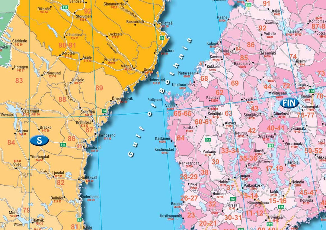 Carte murale plastifiée - Europe, codes postaux (95 x 115 cm) | Blay Foldex carte murale hors dimensions Blay Foldex 
