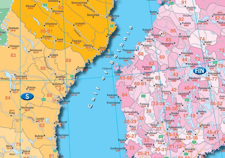 Carte murale plastifiée - Europe, codes postaux (95 x 115 cm) | Blay Foldex carte murale hors dimensions Blay Foldex 