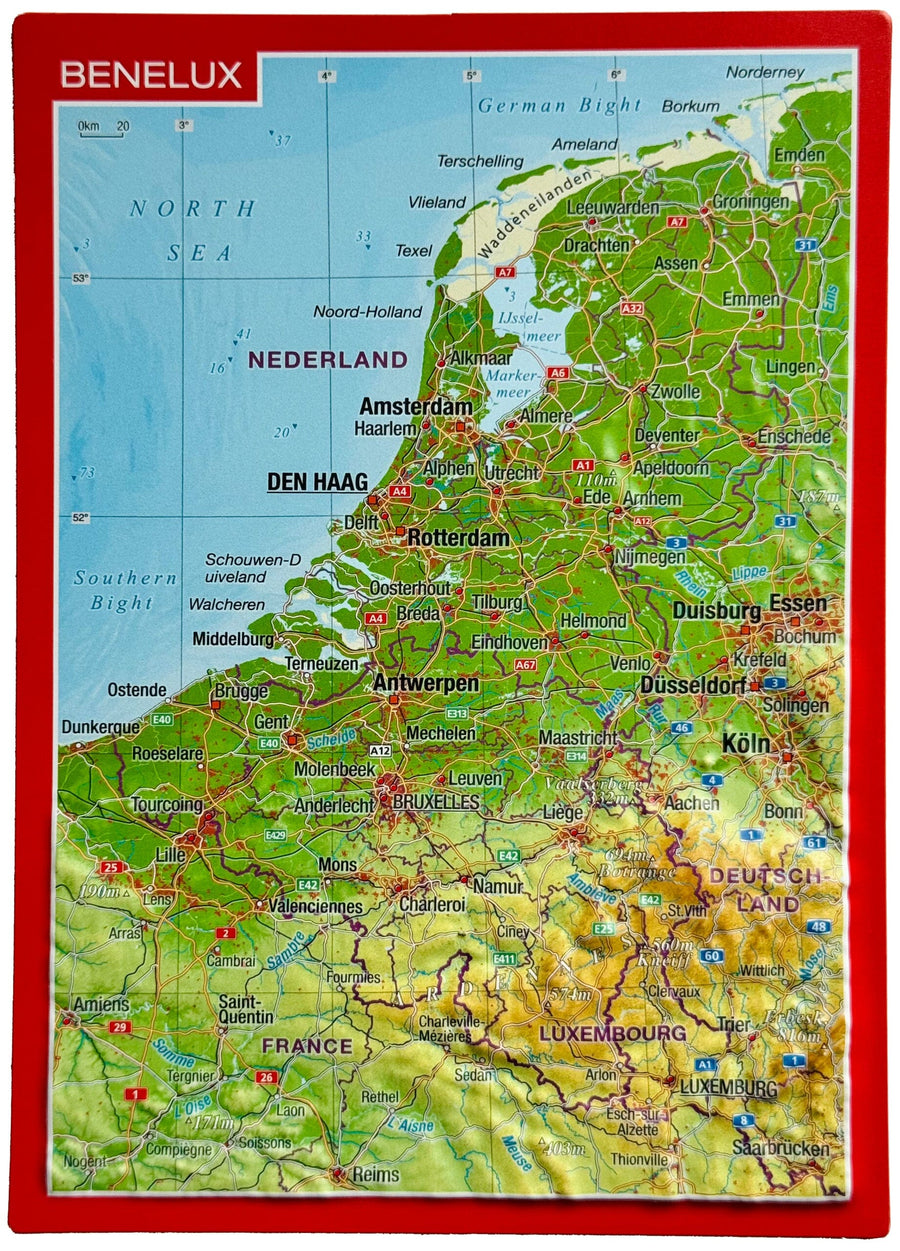 Carte postale en relief - Benelux | Georelief carte pliée Georelief 