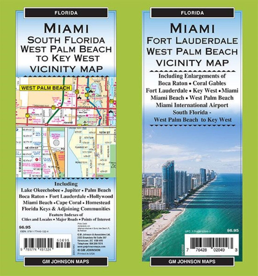 Carte régionale - Miami, Floride | GM Johnson carte pliée GM Johnson 