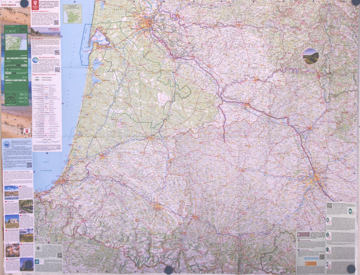 Carte régionale n° 11 : Nouvelle Aquitaine Sud - VERSION MURALE ET PLASTIFIEE | IGN carte murale hors dimensions IGN 