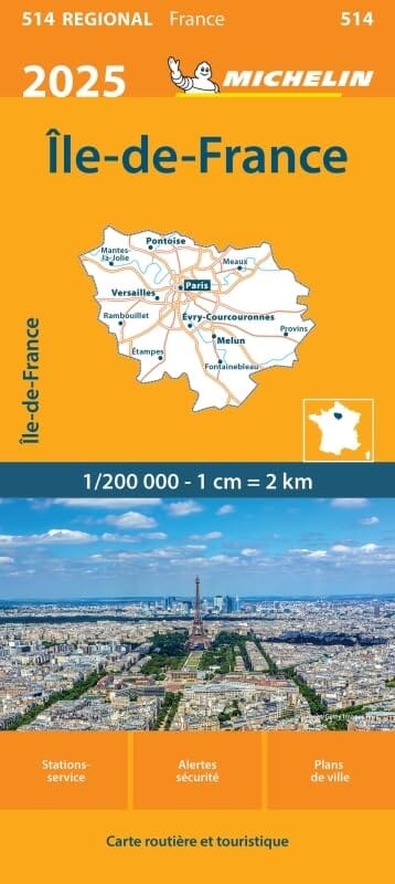 Carte régionale n° 514 - Ile-de-France 2025 | Michelin carte pliée Michelin 