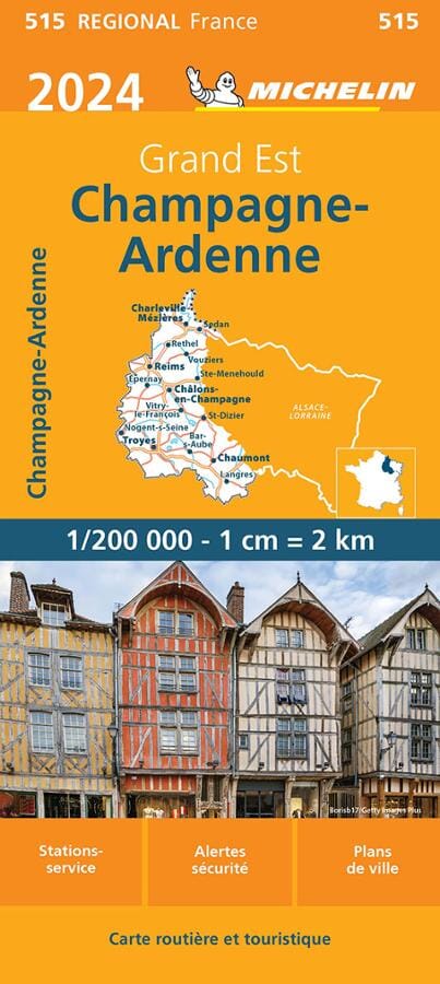Carte régionale n° 515 - Grand Est : Champagne-Ardenne 2024 | Michelin carte pliée Michelin 