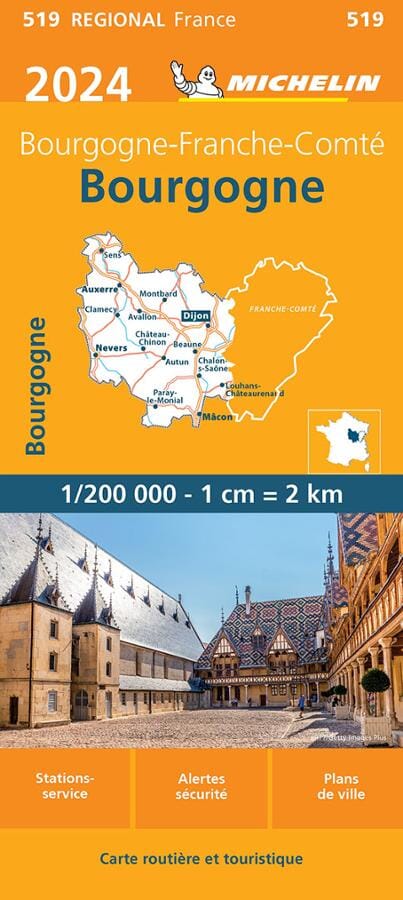 Carte régionale n° 519 - Bourgogne-Franche-Comté : Bourgogne 2024 | Michelin carte pliée Michelin 