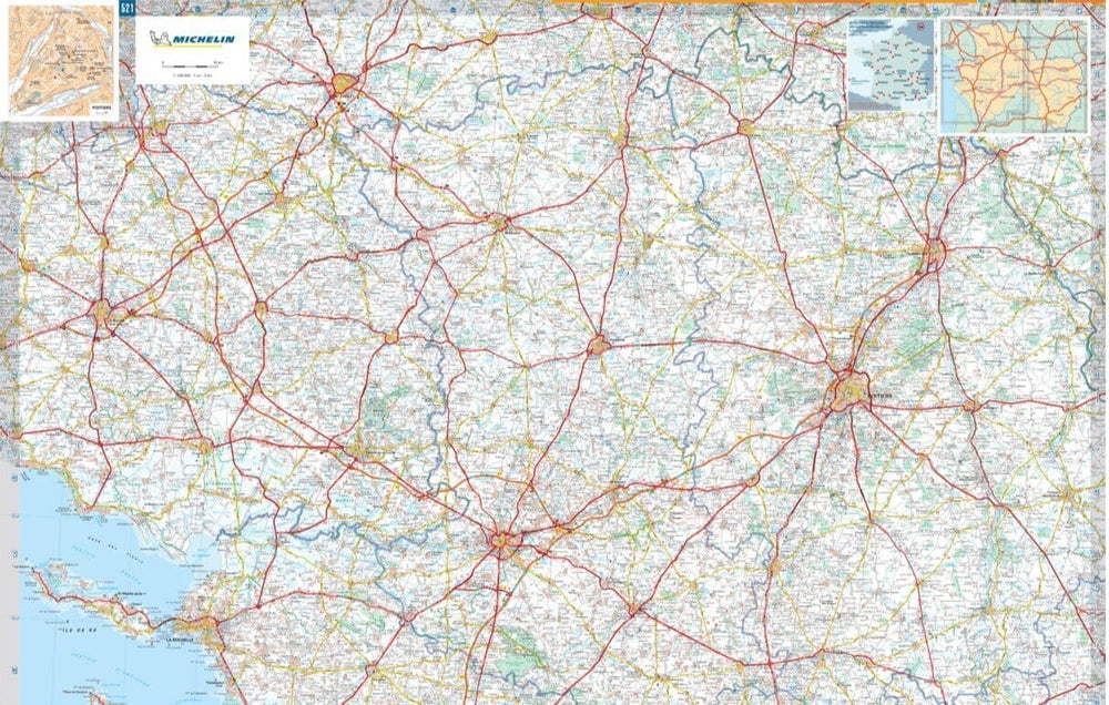 Carte régionale n° 521 - Nouvelle-Aquitaine Nord : Poitou-Charentes, Limousin 2022 | Michelin carte pliée Michelin 