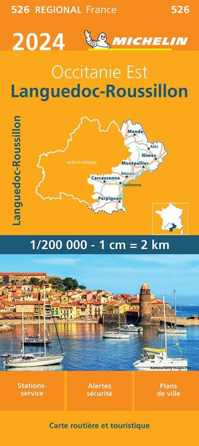 Carte régionale n° 526 - Occitanie Est : Languedoc-Roussillon 2024 - VERSION MURALE ET PLASTIFIEE | Michelin carte murale hors dimensions Michelin 