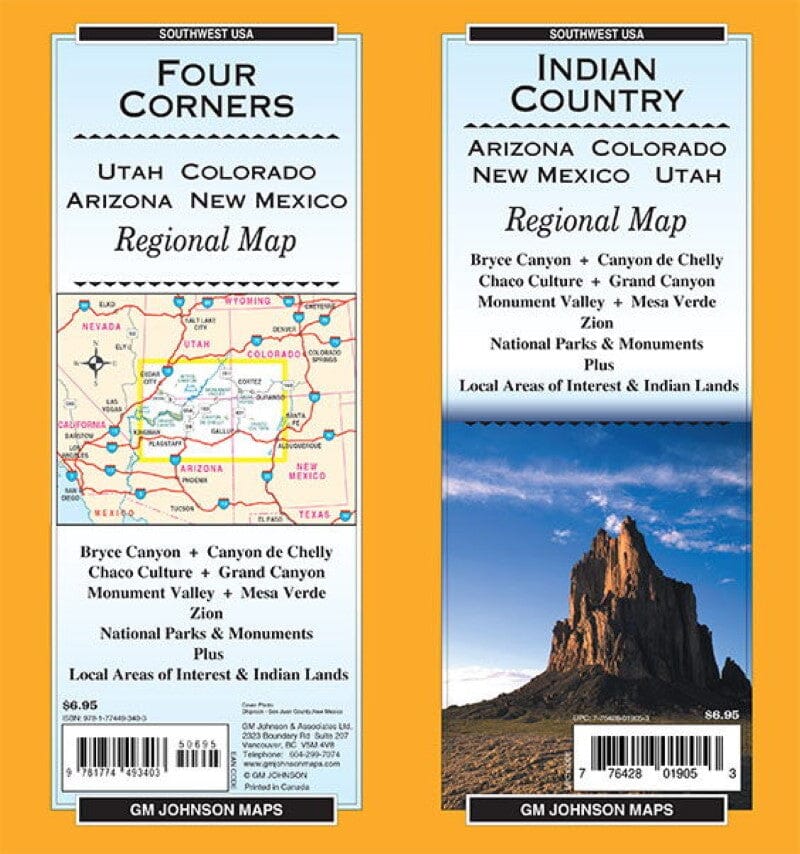 Carte régionale - Pays indien, Four Corners (AZ, CO, NM, UT) | GM Johnson carte pliée GM Johnson 