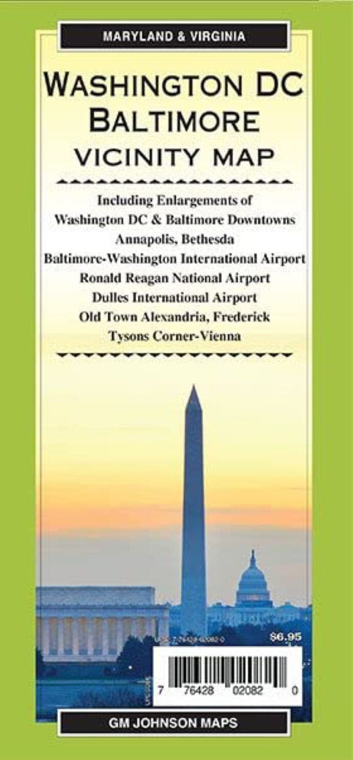 Carte régionale - Washington DC/Baltimore et environs (Maryland/Virginie) | GM Johnson carte pliée GM Johnson 