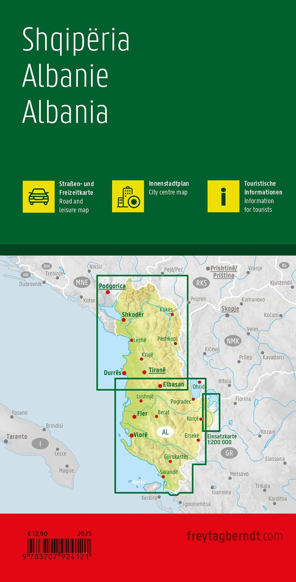 Carte routière - Albanie au 1/150 000 (impression recto-verso) | Freytag & Berndt carte pliée Freytag & Berndt 