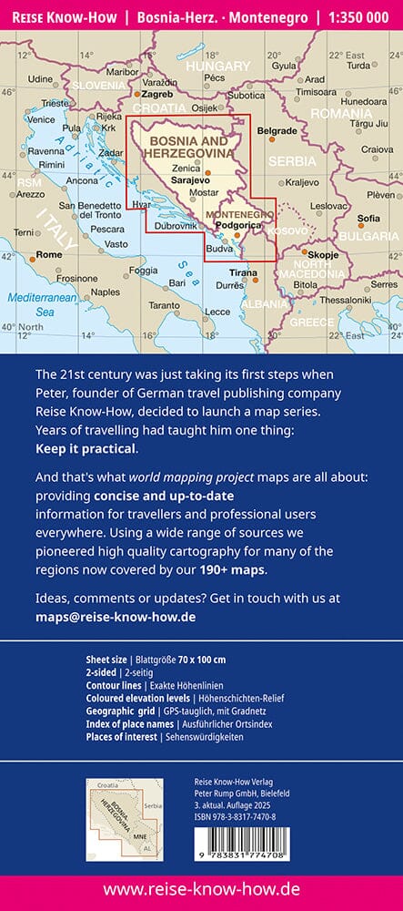 Carte routière - Bosnie-Herzégovine & Monténégro | Reise Know How carte de voyage Reise Know-How 