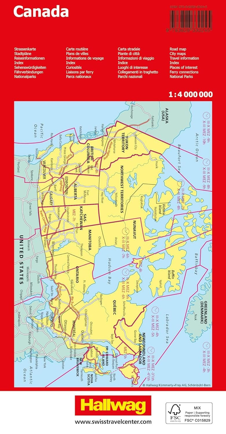 Carte routière - Canada | Hallwag carte pliée Hallwag 