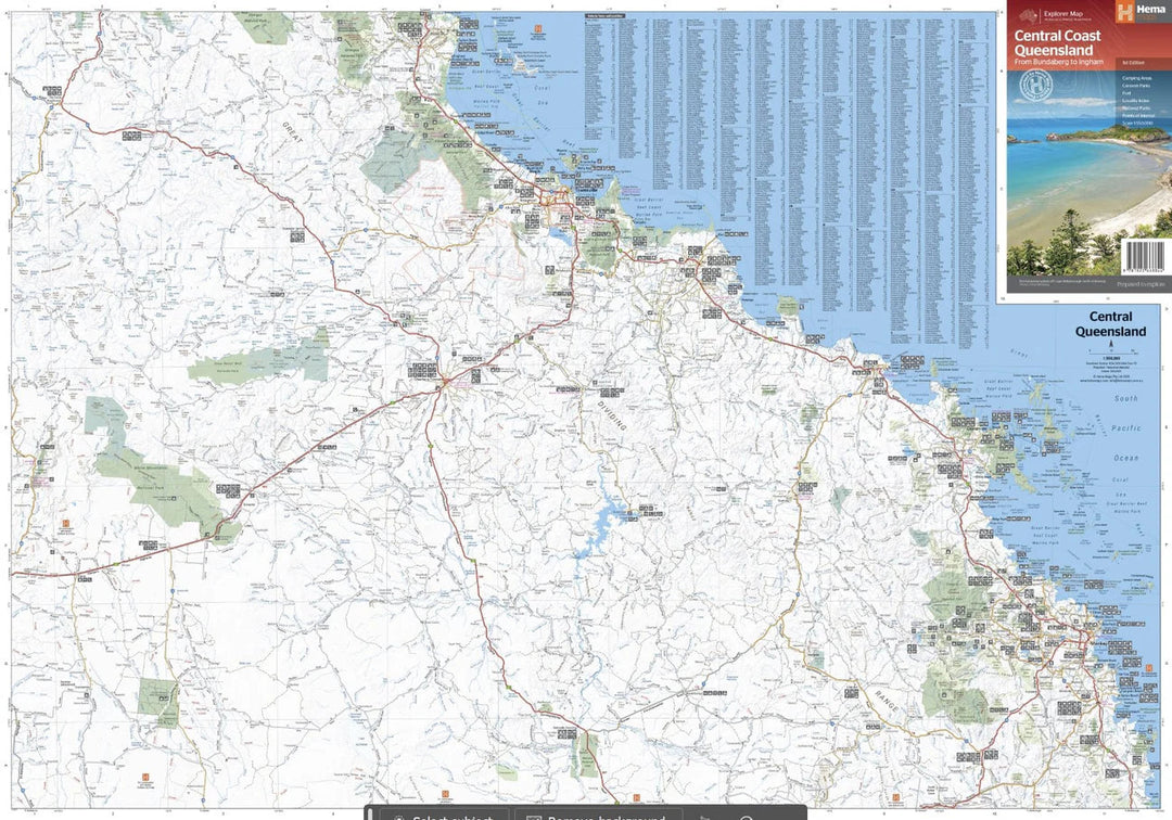 Carte routière - Côte centrale du Queensland | Hema Maps carte pliée Hema Maps 