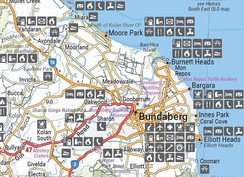 Carte routière - Côte centrale du Queensland | Hema Maps carte pliée Hema Maps 