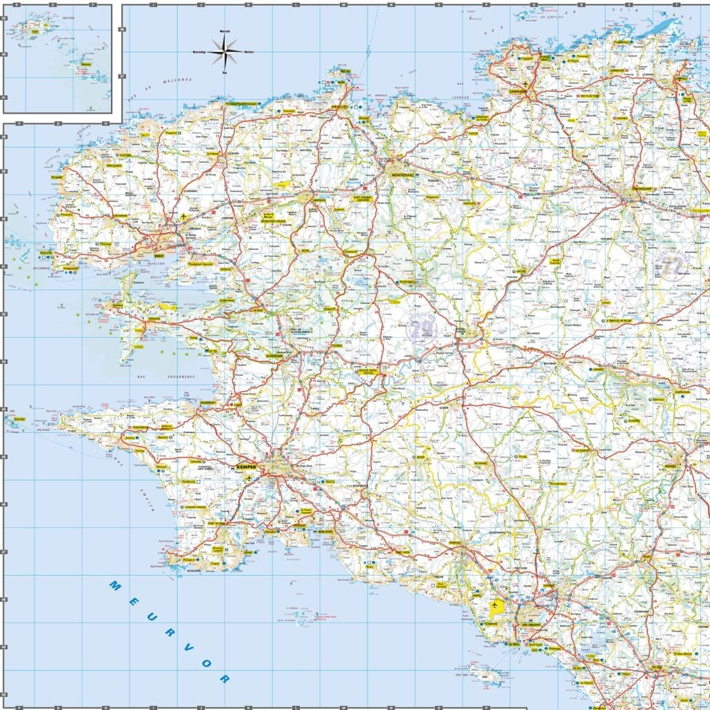 Carte routière de la Bretagne / Breizh, en breton | Blay Foldex carte de voyage Blay Foldex 