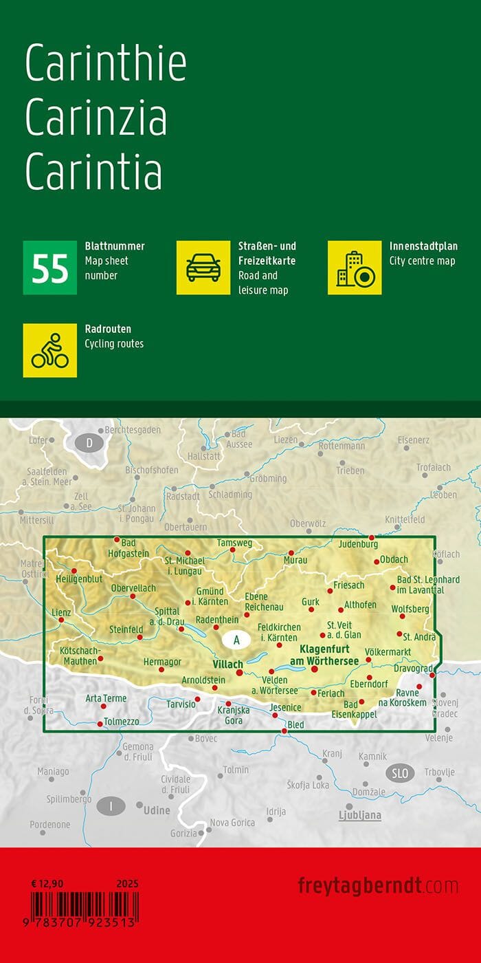 Carte routière et cycliste - Land de Carinthie (Autriche) | Freytag & Berndt carte pliée Freytag & Berndt 
