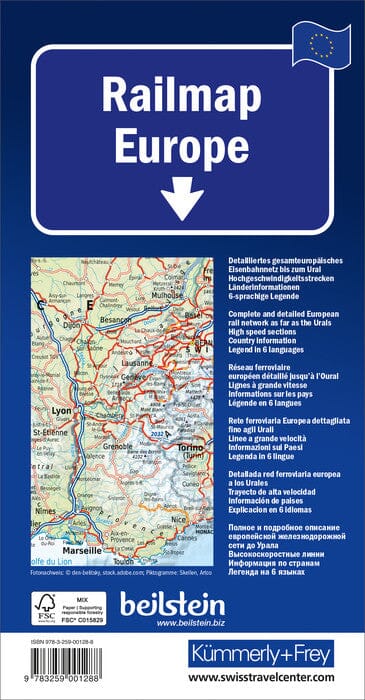 Carte routière - Europe : chemins de fer | Kümmerly & Frey carte pliée Kümmerly & Frey 