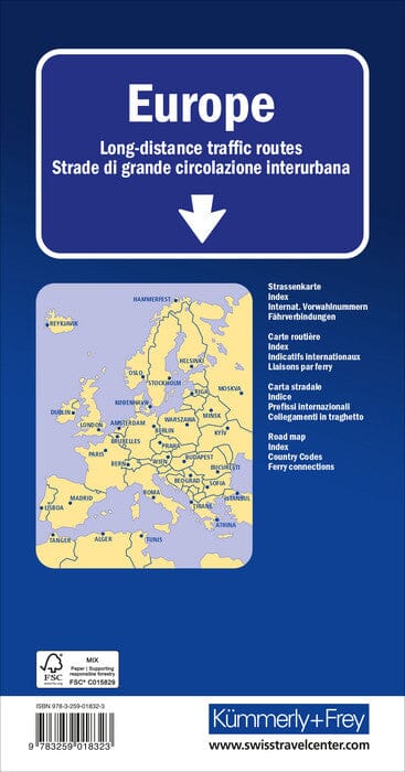 Carte routière - Europe : Grands axes routiers interurbains | Kümmerly & Frey carte pliée Kümmerly & Frey 