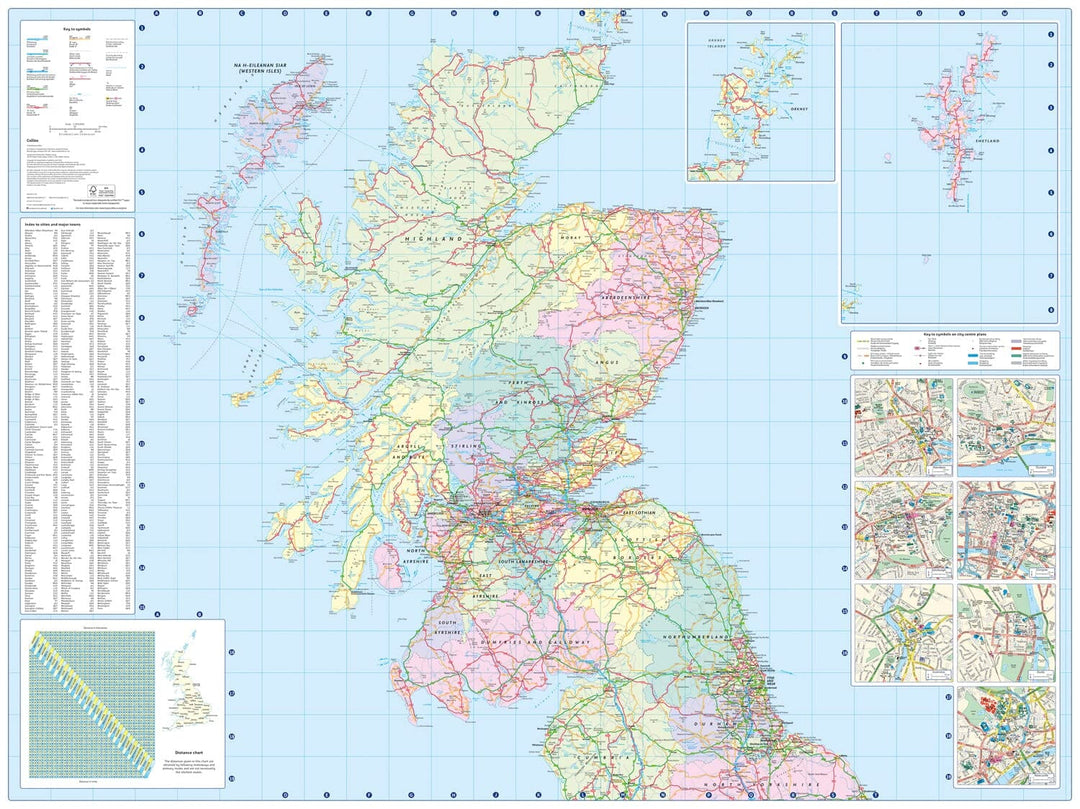 Carte routière - Grande Bretagne 2024 | Collins carte pliée Collins 