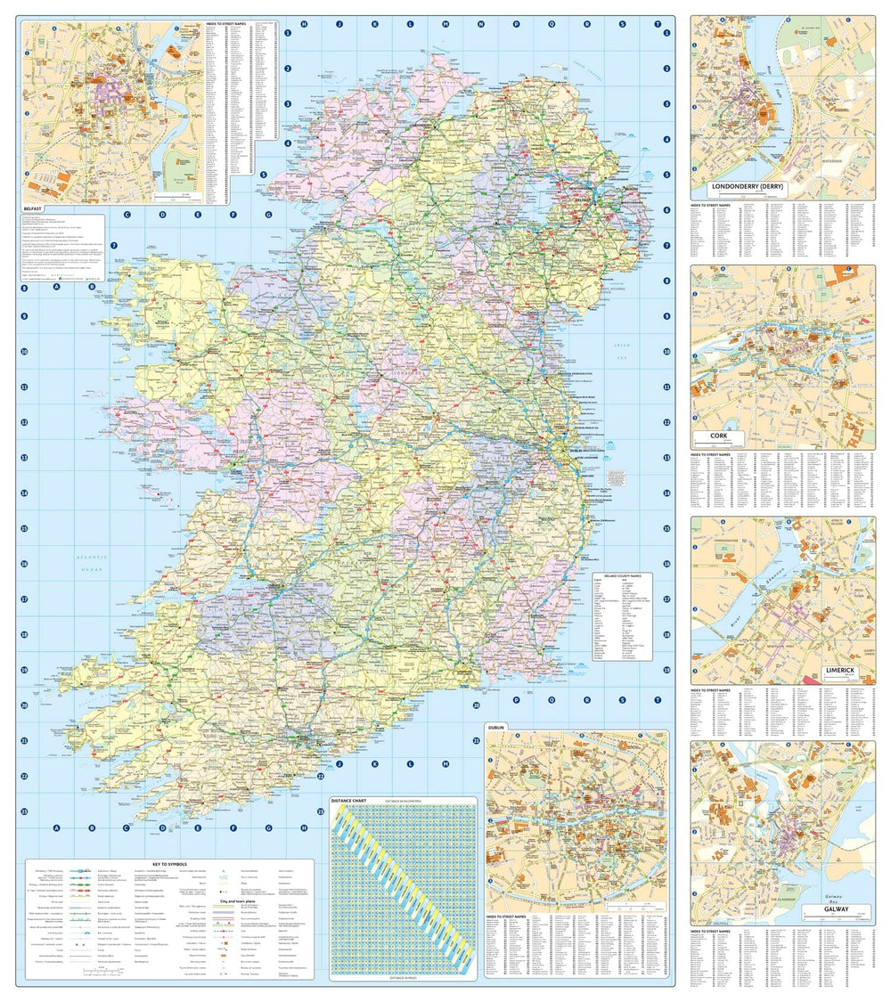 Carte routière - Irlande 2024 | Collins carte pliée Collins 