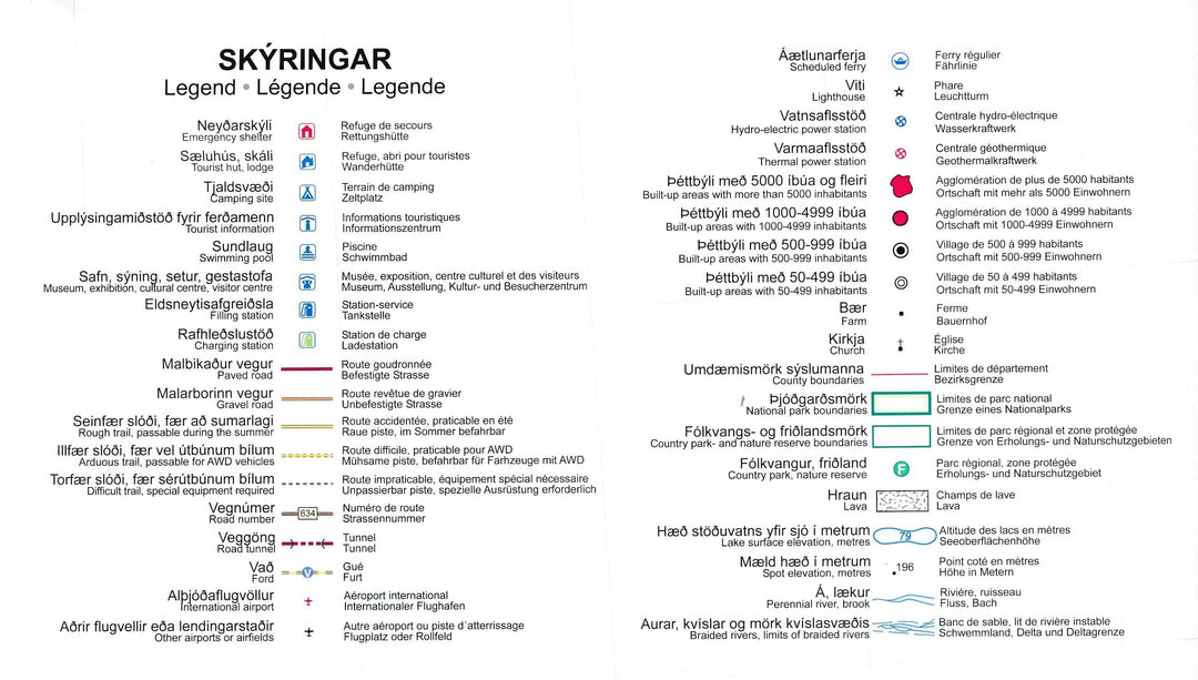 Carte routière - Islande | Ferdakort carte de voyage Ferdakort 
