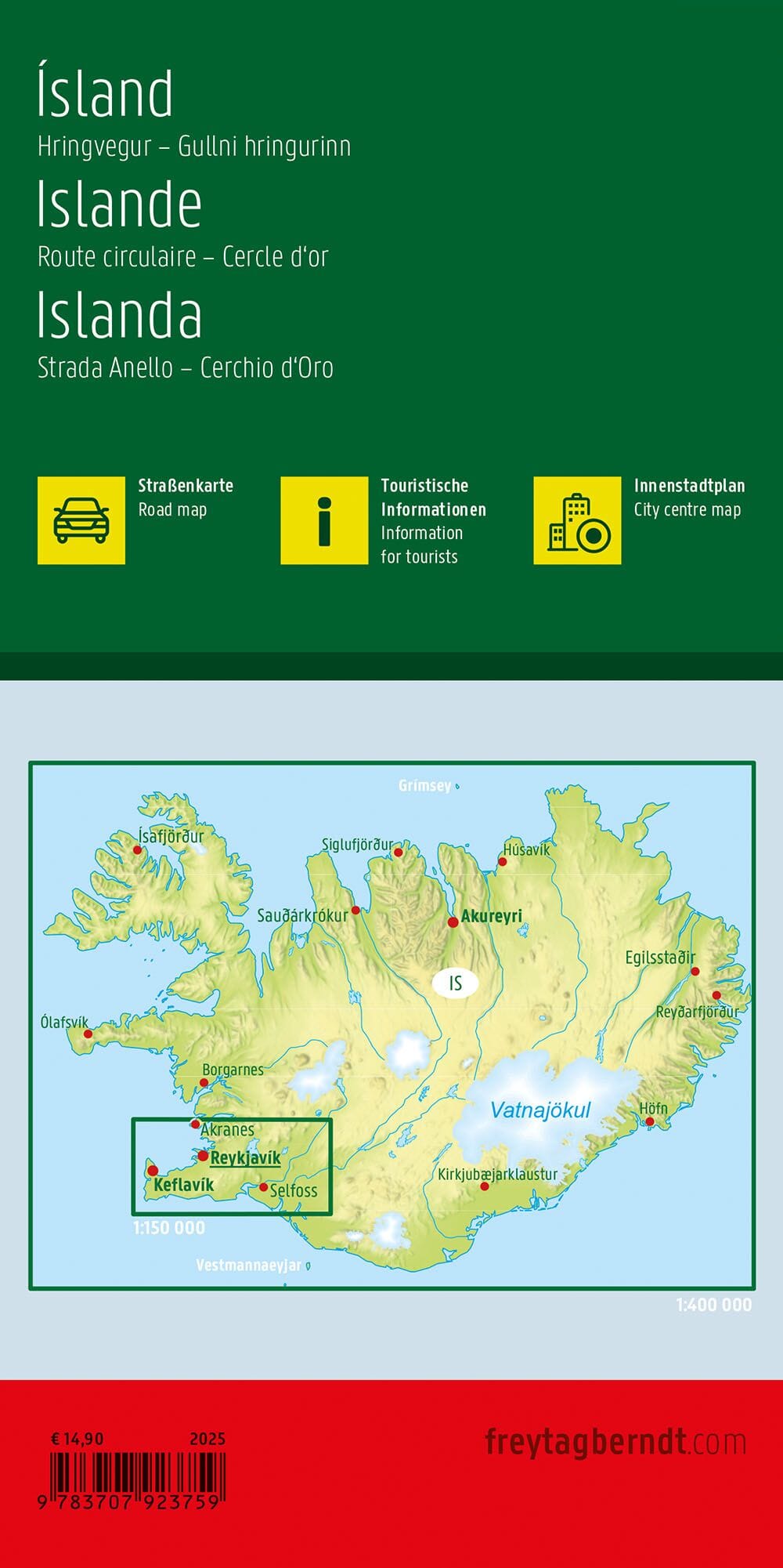 Carte routière - Islande & Golden Circle (impression recto) | Freytag & Berndt carte pliée Freytag & Berndt 