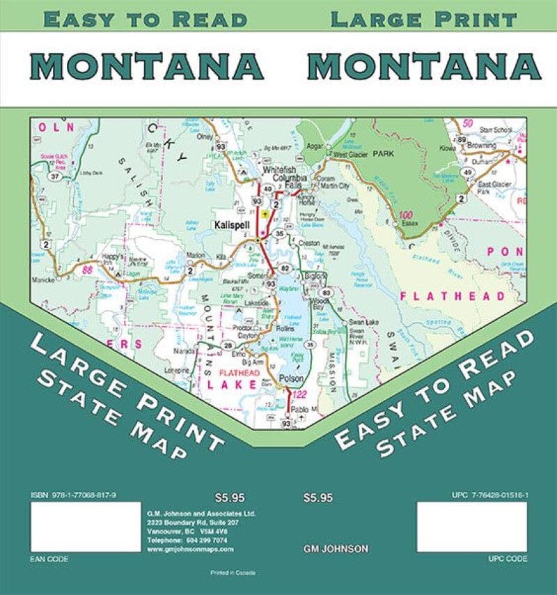 Carte routière (Montana) | GM Johnson carte pliée GM Johnson 