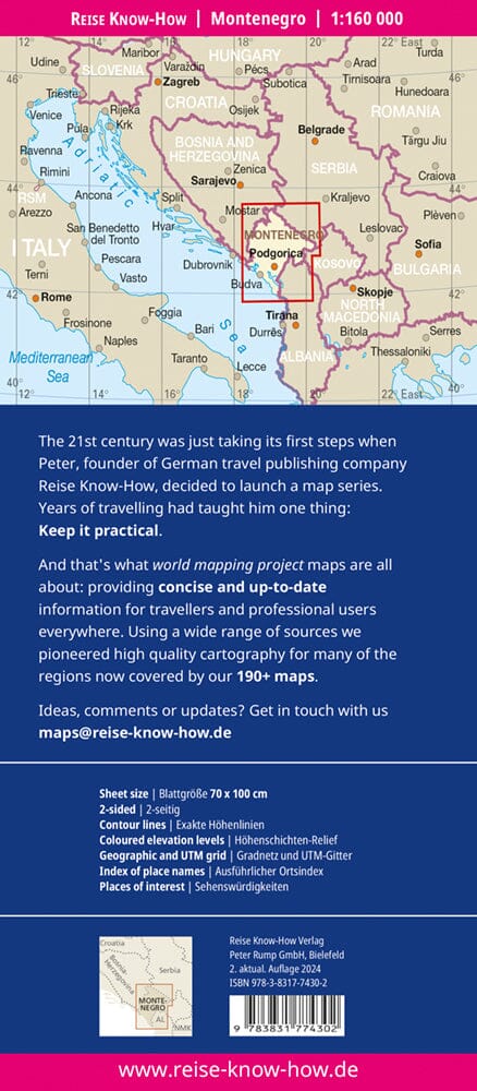 Carte routière - Monténégro | Reise Know How carte pliée Reise Know-How 