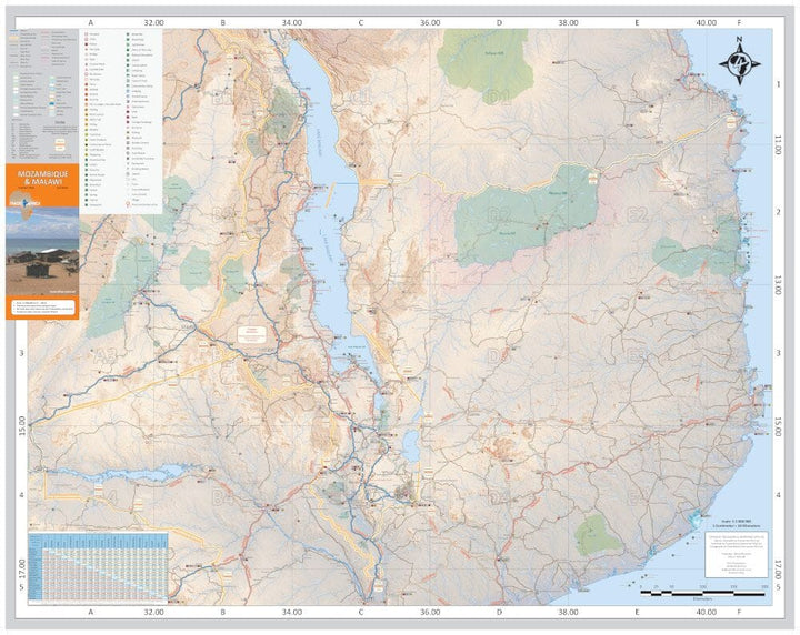 Carte routière - Mozambique et Malawi | Tracks4Africa carte de voyage Tracks4Africa 