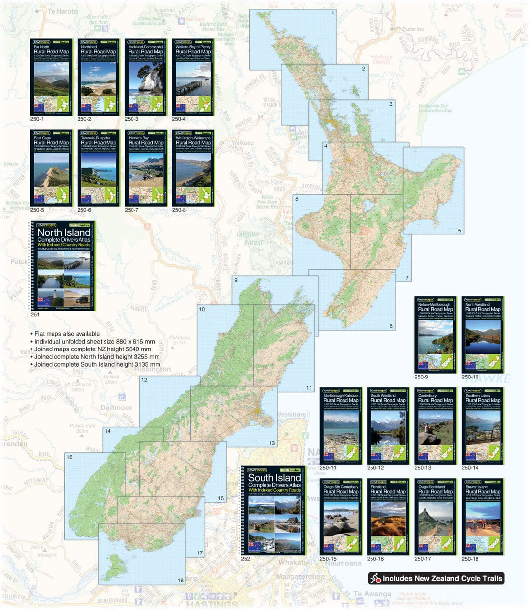 Carte routière n° 11 - Marlborough-Kaikoura, routes rurales au 1/250 000 (Nouvelle-Zélande) | Kiwi Maps carte pliée Kiwi Maps 