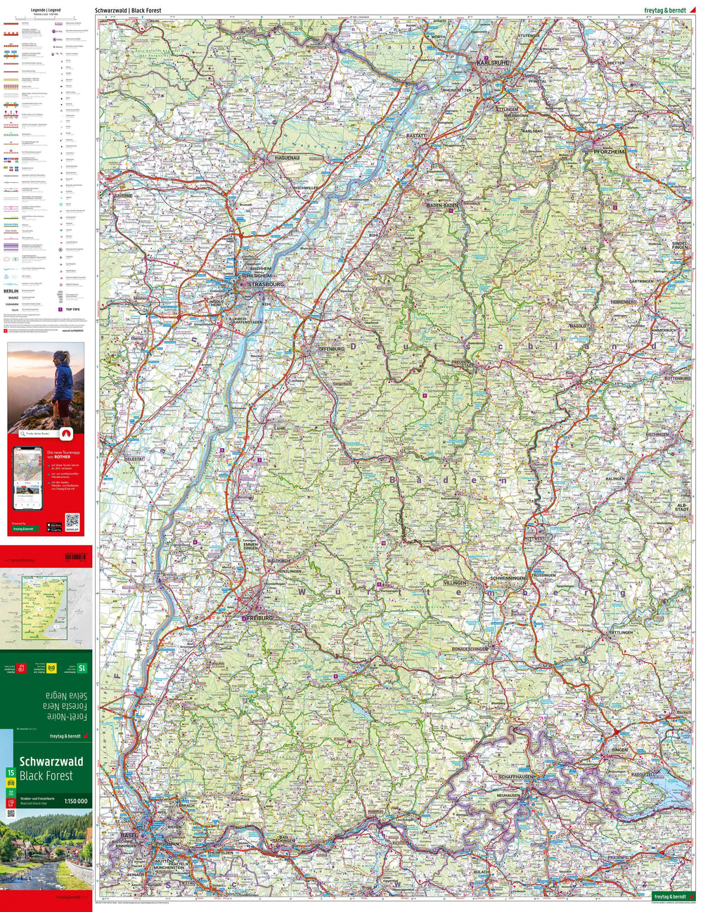 Carte routière n° 15 (Allemagne) - Forêt Noire | Freytag & Berndt - 1/150 000 carte pliée Freytag & Berndt 