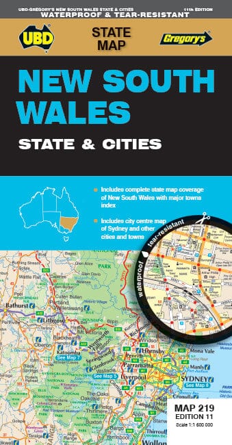 Carte routière n° 219 - New South Wales State & Cities | UBD Gregory's carte pliée UBD Gregory's 