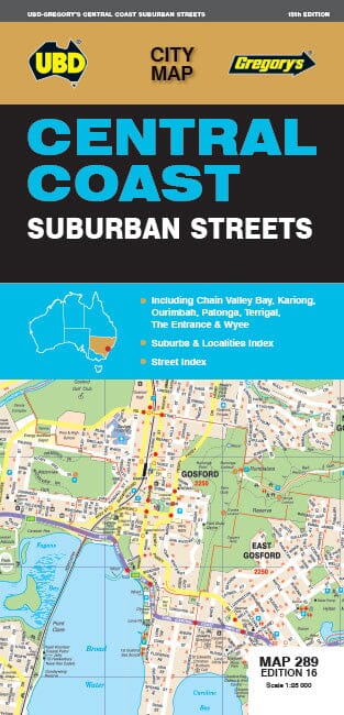 Carte routière n° 289 - Central Coast Suburban Streets | UBD Gregory's carte pliée UBD Gregory's 