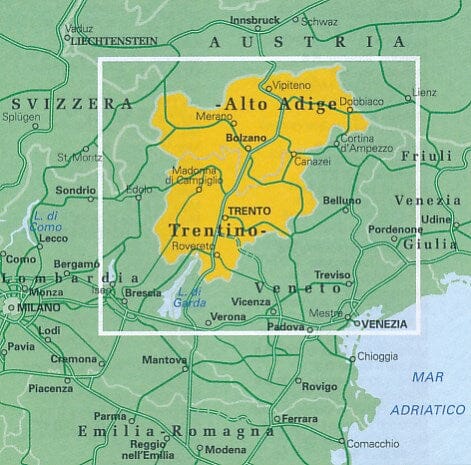 Carte routière n° 3 - Trentin-Haut-Adige (région de Bolzano, Italie) | Touring Club Italiano-1/200 000 carte pliée Touring Club Italiano 