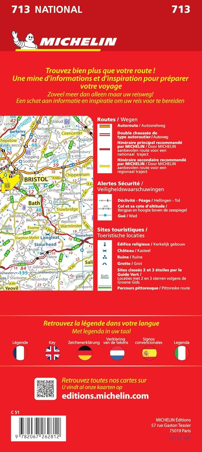 Carte routière n° 713 - Grande-Bretagne & Irlande 2024 | Michelin carte pliée Michelin 