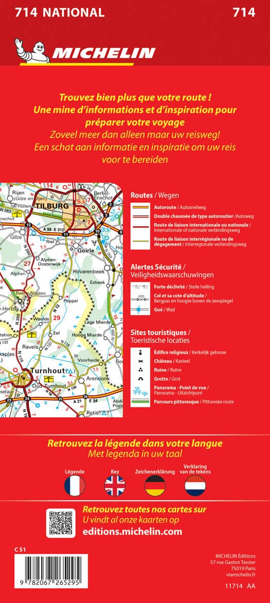 Carte routière n° 714 - Benelux 2025 | Michelin carte pliée Michelin 