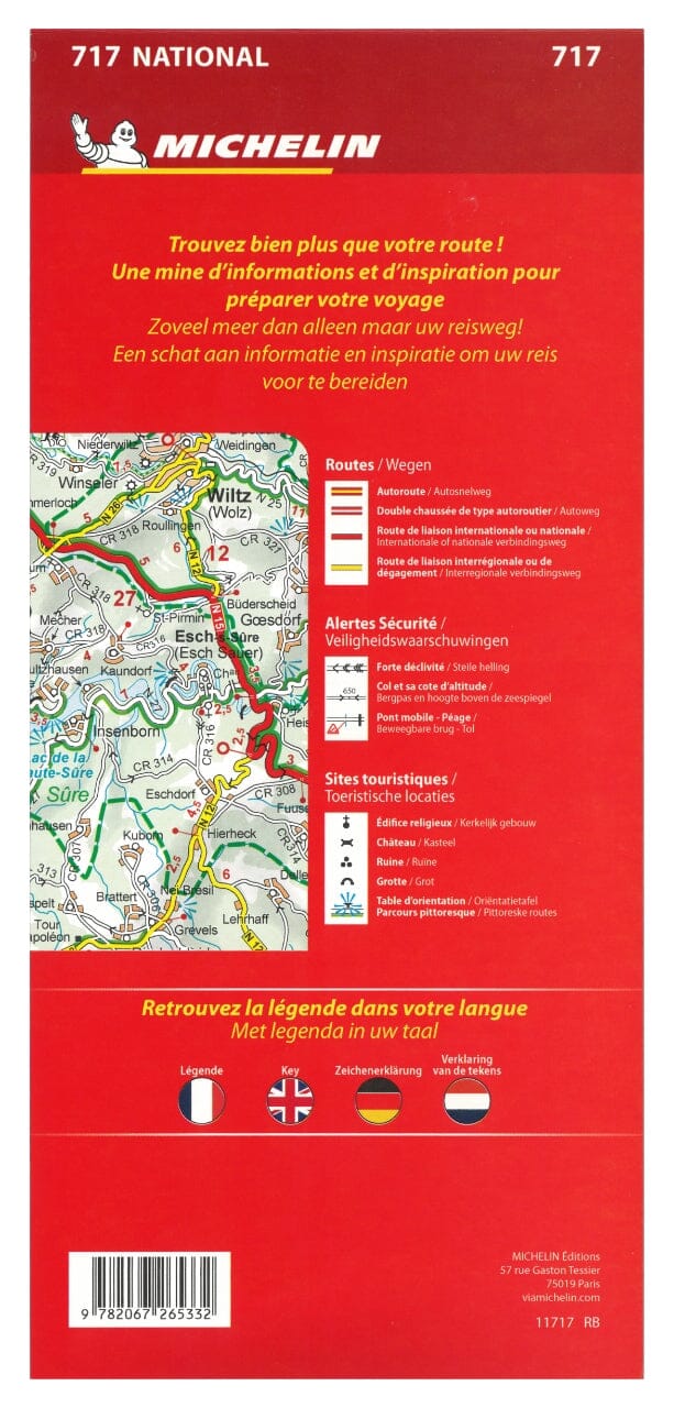 Carte routière n° 717 - Grand Duché de Luxembourg | Michelin carte pliée Michelin 